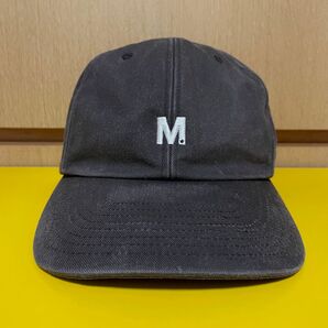 美品 M THANK YOU FRIENDS エム サンキューフレンズ 刺繍ロゴ デニムキャップ ユーズド加工 ブラック 黒 FR