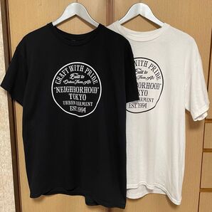 NEIGHBORHOOD ネイバーフッド ロゴTシャツ 半袖Tシャツ 2枚セット BLACK WHITE ブラック ホワイト L