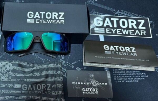 GATORZ EYEWEAR MAGNUM サングラス ブラック×グリーンミラー偏光レンズ シューティンググラス サバイバルゲーム