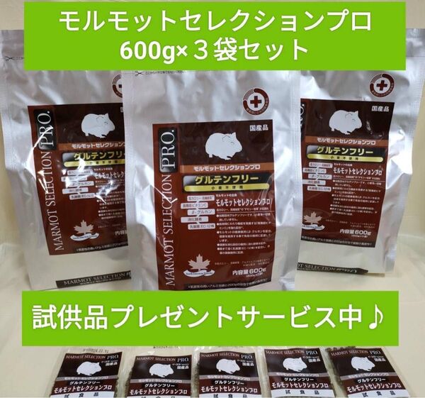 モルモットセレクションプログルテンフリー600g×3袋セット試食品とお試しチモシープレゼント付き♪