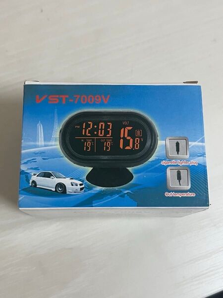 デジタル外気温、内気温、時計、電圧計が一体化したスタンド式の車載アクセサリー