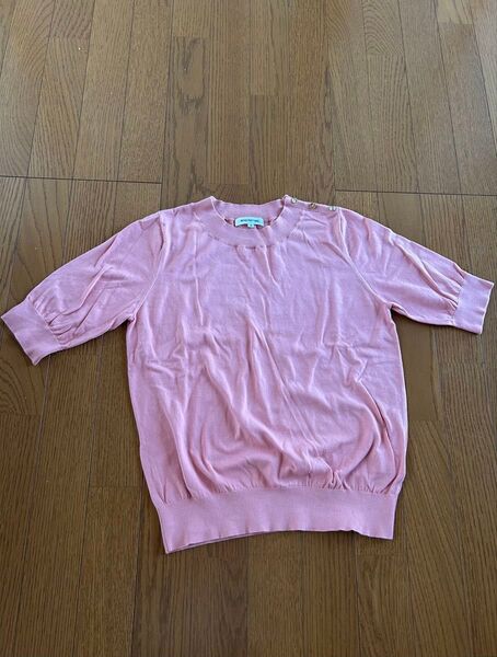 NATURAL BEAUTY BASIC 五分袖サマーニット ピンク M