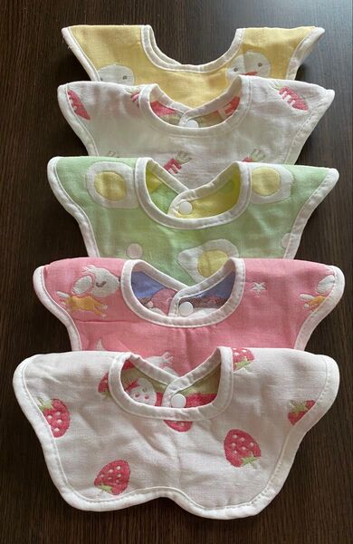 ベビー用スタイセット 5枚組女の子向けよだれガーゼスタイよだれ掛けベビースタイ