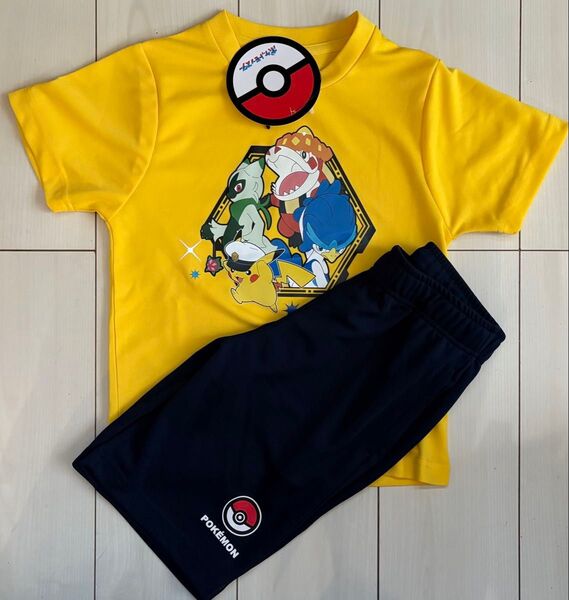 新品 130cm ポケモン 半袖セットアップ メッシュ Tシャツ ハーフパンツ