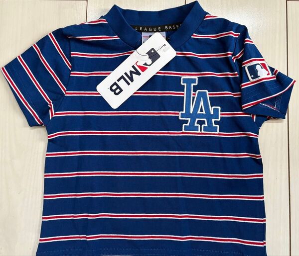 新品 90cm MLB ドジャース 半袖Tシャツ ボーダー ネイビー