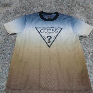 GUESS メッシュ Tシャツ M サイズ ロゴ グラデーション ユニセックス