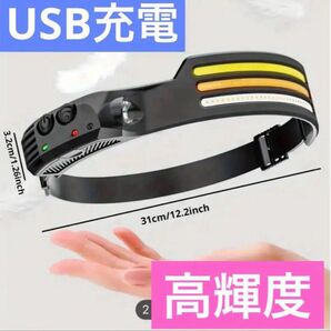 ヘッドライト USB type-c 充電式 230° 人感センサー