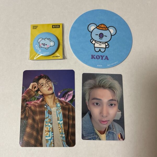 BTS 防弾少年団 バンタン ナムジュン RM トレカ フォトカード コースター 缶バッチ BT21 コヤ KOYA 5点セット