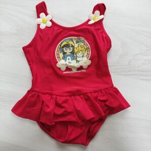 【レトロ】ドクタースランプアラレちゃん 女の子用水着 フリル付き 110cm