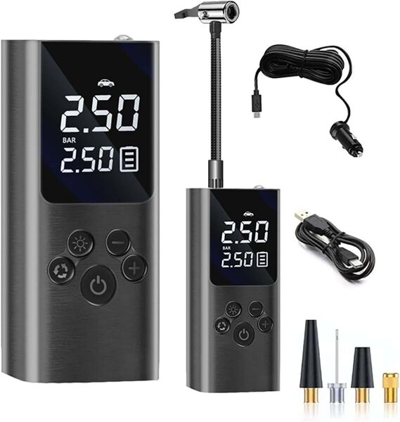6000mAh 電動空気入れ 箱無し 自転車 ワイヤレスバイク空気入れ プリセットカー/バイク/自転車/ボール 10秒空気補充
