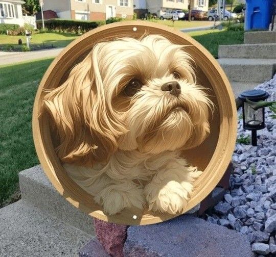 犬の壁飾り メタルウォールアート マルチーズ シーズー 20cm×20cm