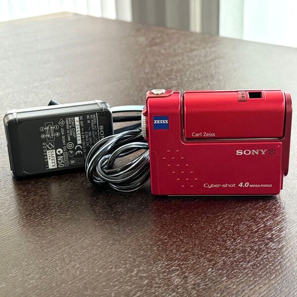 希少 2003年発売 オールドコンデジ SONY デジカメ DSC-F77A Cyber-shot 自撮り ソニー レッド 赤