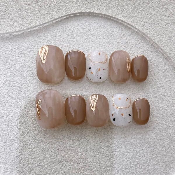 【NO.274】ベリーショート ネイルチップ ニュアンスネイル 淡色ネイル 韓国 ネイルチップ現品 ちゅるん