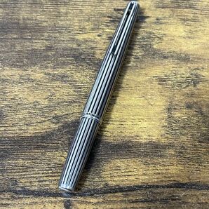 筆記確認&洗浄済み 18k 細軟 蝕刻 ストライプ プラチナ 万年筆