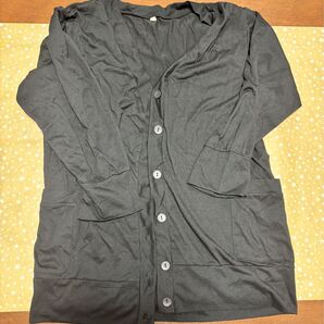 カーディガン 黒 ポケット付き 七分袖 Mサイズ