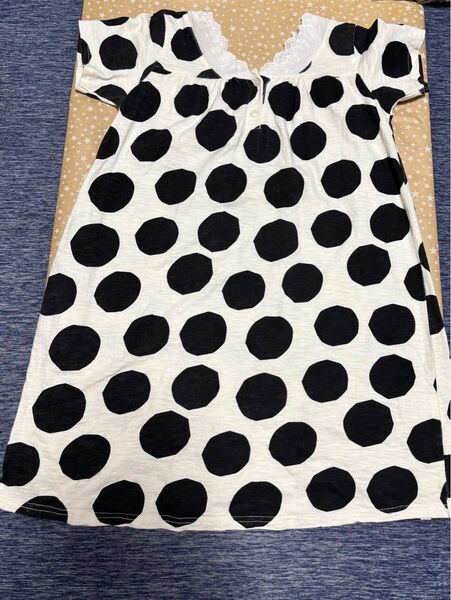 【ウィルメリー】ドット柄半袖ワンピース レース 130cm