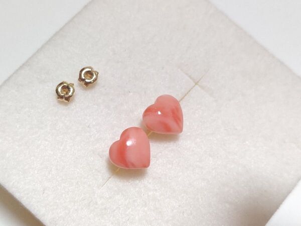K18 ピンクサンゴ ピアス ポスト刻印なし