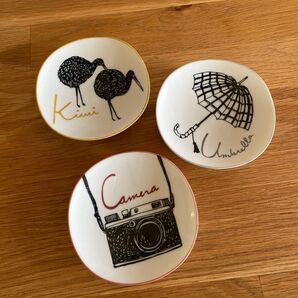 前畑maebata 小皿3枚 made in japan ディクショナリー プレート 絵皿