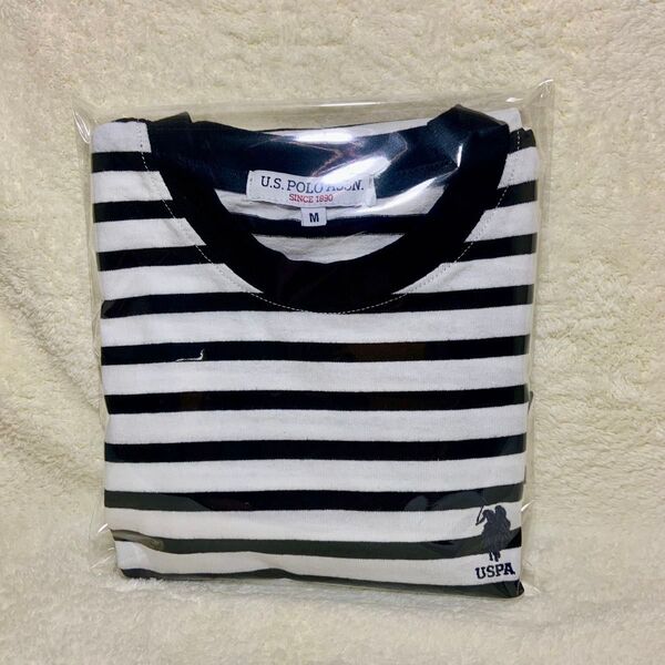 U.S. POLO ASSN. ボーダーTシャツ M ブラック×ホワイト