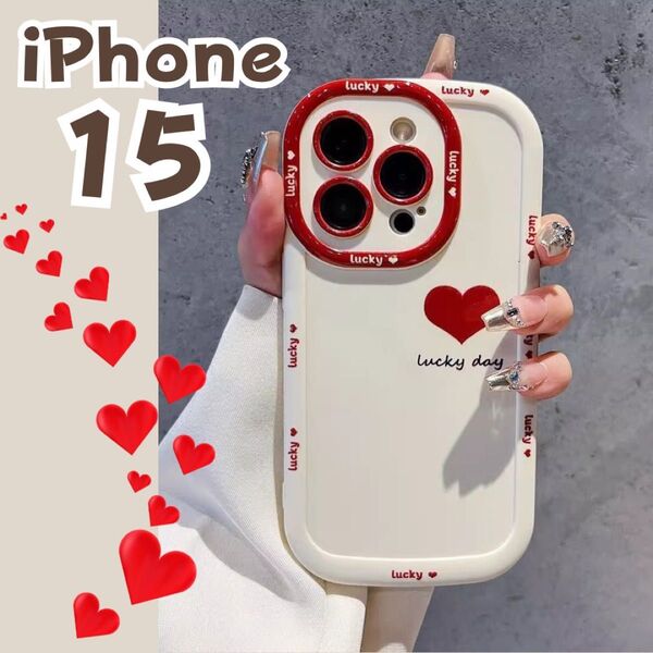 【iPhone15☆】iPhoneケース おしゃれ 人気商品 韓国 白 ハート シンプル軽量