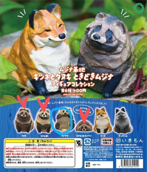 ムジナ基地 キツネとタヌキ ときどきムジナ フィギュアコレクション アナグマ