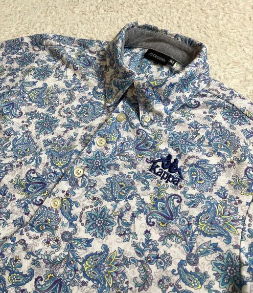 kappa glof カッパ ペイズリー 花柄 ポロシャツ ボタンダウン M