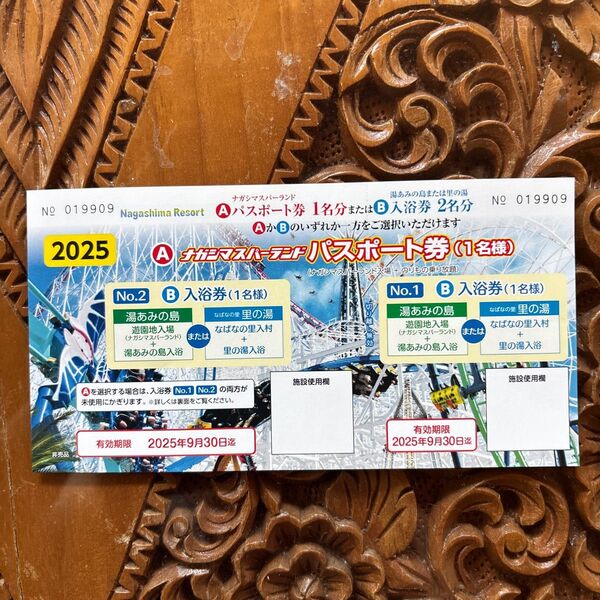 ナガシマスパーランド パスポート券 入浴券 各1枚 2025年9月30日まで