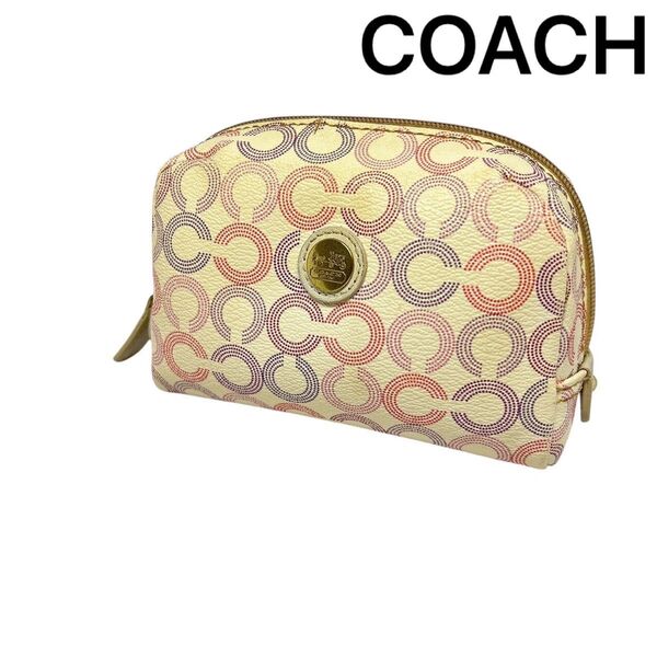 【COACH】コーチ ポーチ オプアート 小物入れ 化粧ポーチ マルチケース レザー マルチカラー