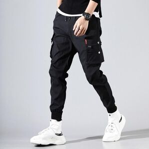XL カーゴパンツ ジョガーパンツ ワークパンツ ユニセックス 黒 ブラック スリムパンツ メンズ レディース