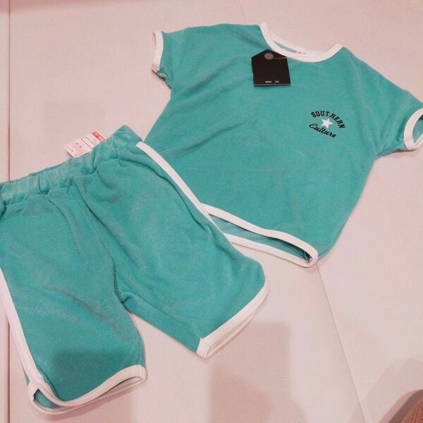 新品 しまむら パイル地 セットアップ 100 男の子 女の子 スポーティ