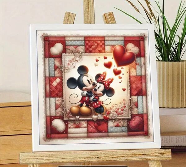 ダイヤモンドアートキット ミッキーとミニー フルダイヤモンドペインティング 30×30cm