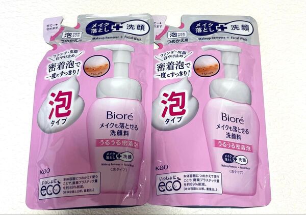 ビオレ メイクも落とせる洗顔料 うるうる密着泡 つめかえ用 140ml ×2p