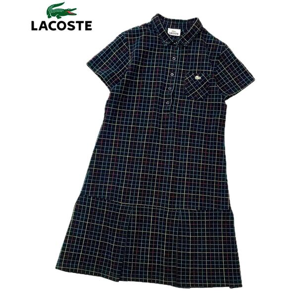 ★LACOSTE ラコステチェック柄 ポロワンピース 44