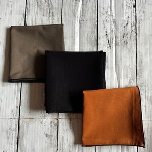 ハンドメイド ランチクロス ランチョンマット 黒 カーキ 茶色 無地 シンプル 3枚