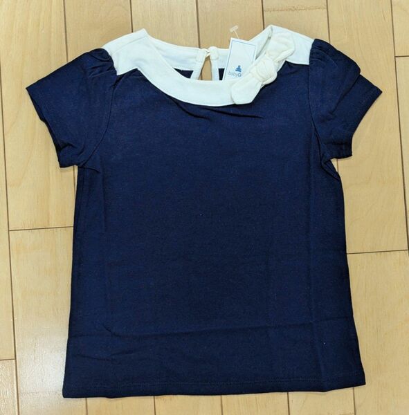 【新品・タグ付】GAP 3T 紺×白リボン パフ袖 トップス / サイズ 95 baby Gap 女の子 ギャップ