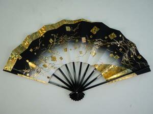 8978, Mai fan Japan dancing,.. for 29cm gold tent ., black black paint . capital fan box none 