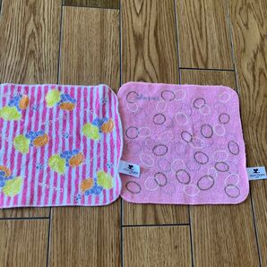クレージュ タオルハンカチ 2枚セット まとめ売り ピンク フルーツ柄 ミニタオルハンカチ