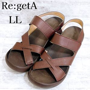 美品★Re:getA リゲッタ ウェッジクロスサンダル バックストラップ コンフォートサンダル LL 25cm ダークブラウン