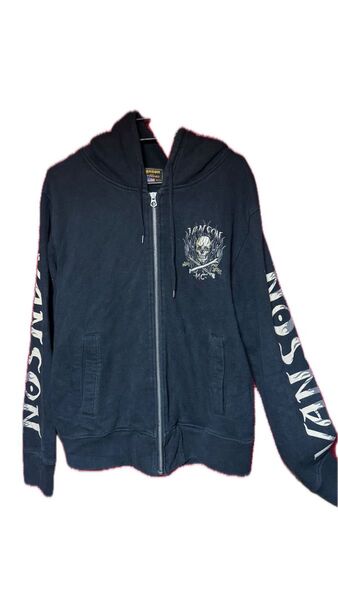 VANSON ジップアップパーカー メンズ スカル 黒