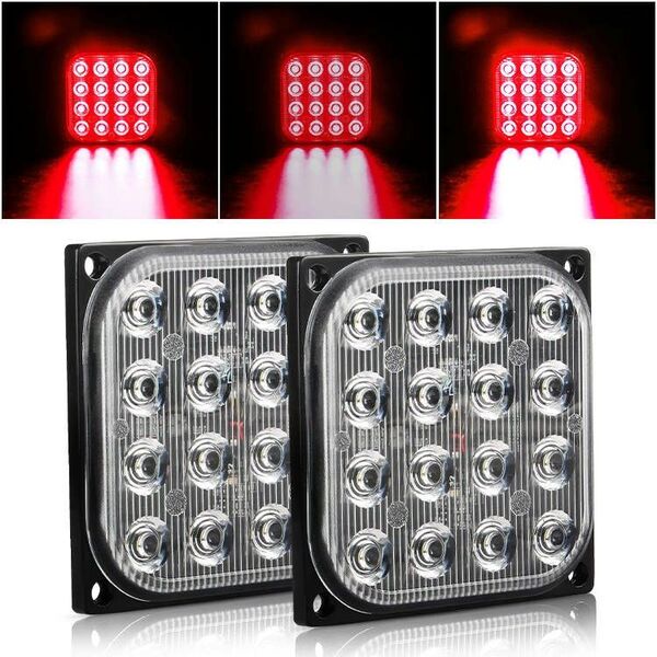 とにかく明るい LED ストロボライト デイライト ワークライト ストロボ 12V 24V 車 バイク トラック 2個 レッド