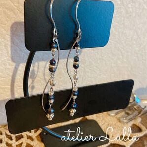 *2【さざ波】handmadeピアス/イヤリング 淡水パール メタル サージカルステンレス 揺れる アレルギー対応