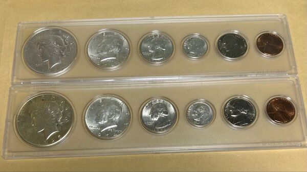 アメリカ硬貨コインセット アメリカ銀貨 ピースダラー ケネディハーフダラー クォーターダラー ダイム