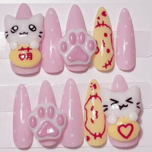 ネイルチップ 量産型 ぴんく メイド ねこ 地雷系