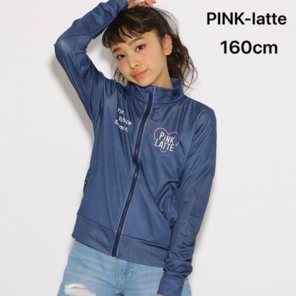 PINK-latte 【UVカット】スタンドカラーラッシュガード S 160 紺 ピンクラテ 水着 スイムウェア