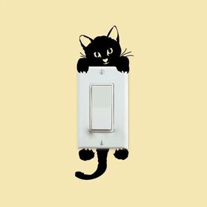 3枚セット 猫 ねこ スイッチステッカー 壁ステッカー ウォールステッカー 黒猫