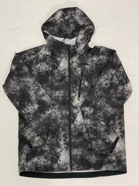 Quiksilver フード付きナイロン 耐久撥水 4WAY 軽量 ジャケット 総柄 ウインドブレーカー パーカー L