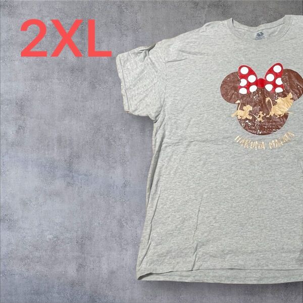 【US古着】グレー 2XL Tシャツ 半袖 レギュラー プリント メンズ レディース 大きいサイズ オーバーサイズ