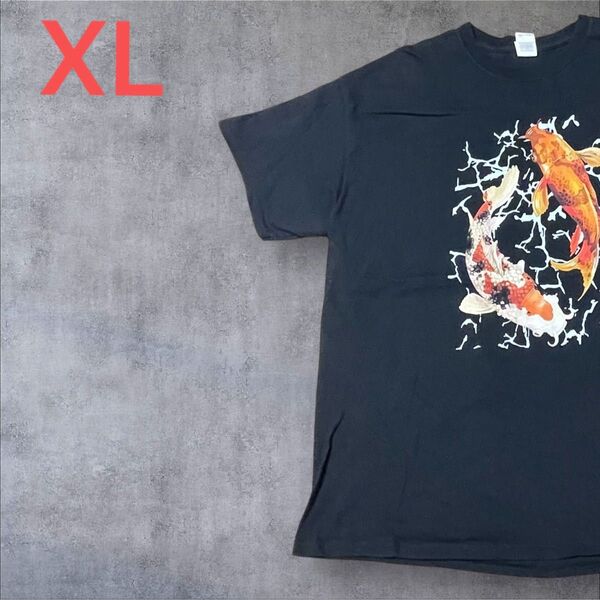 【US古着】ブラック XL Tシャツ 半袖 レギュラー プリント メンズ レディース 大きいサイズ オーバーサイズGILDAN