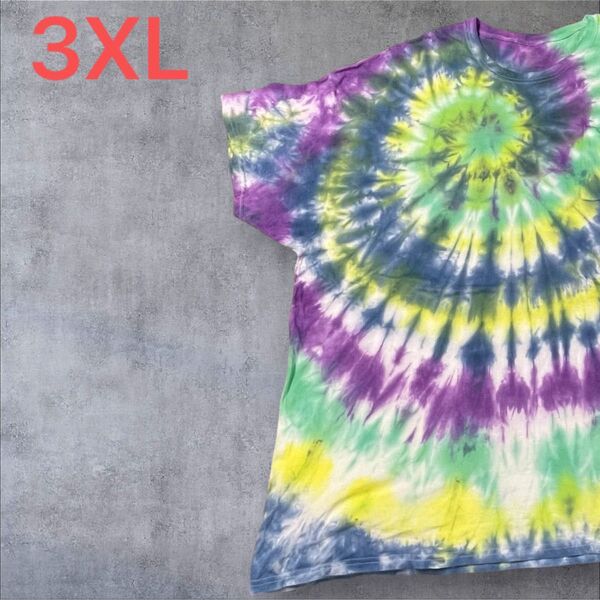 【US古着】タイダイ 3XL Tシャツ 半袖 レギュラー プリント メンズ レディース 大きいサイズ オーバーサイズ