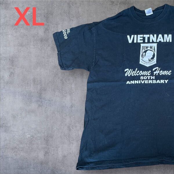 【US古着】ブラック XL Tシャツ 半袖 レギュラー プリント メンズ レディース 大きいサイズ オーバーサイズGILDAN